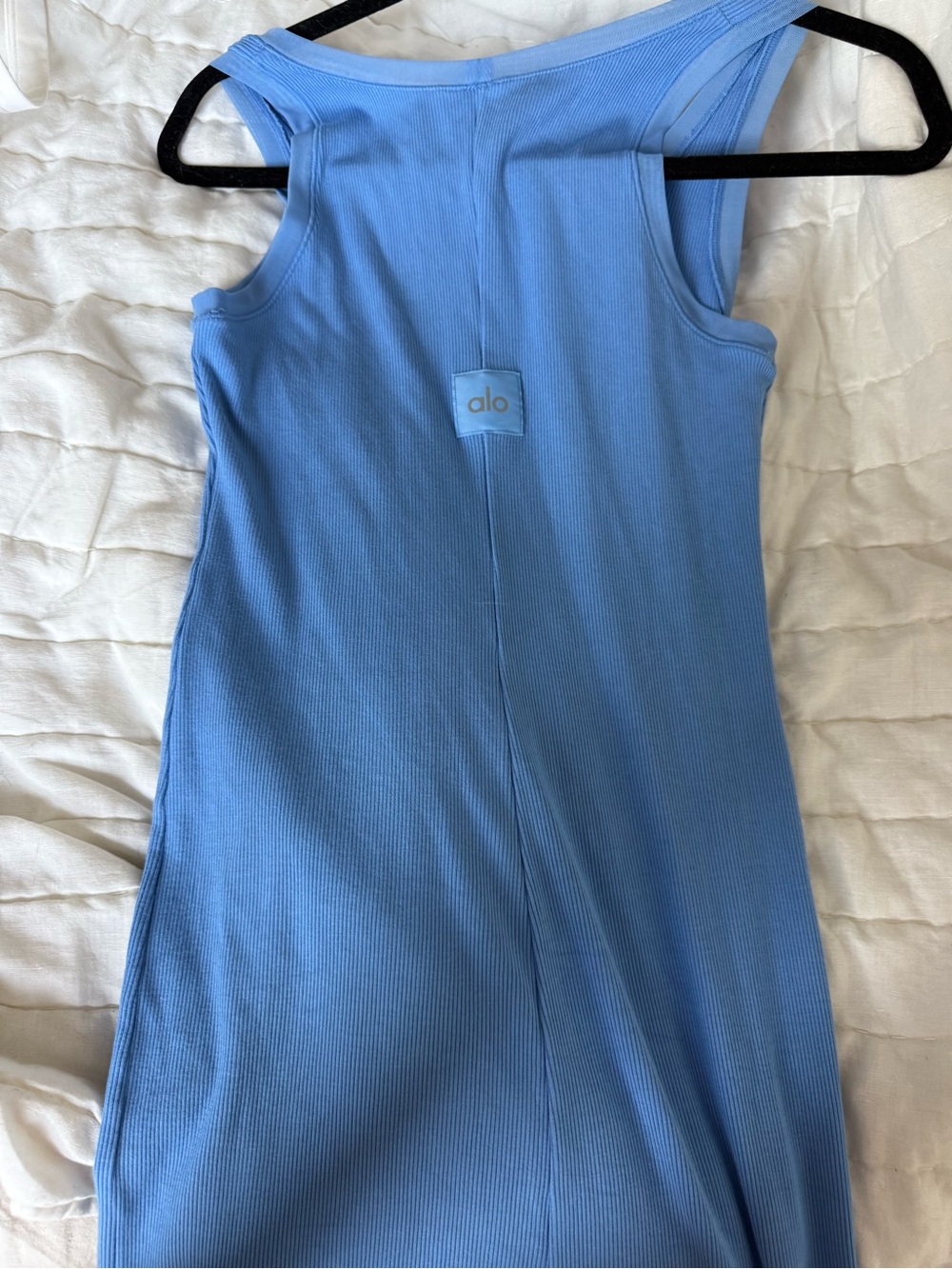 One-Shoulder Blue Ribbed Dress - Picture 2 of 4